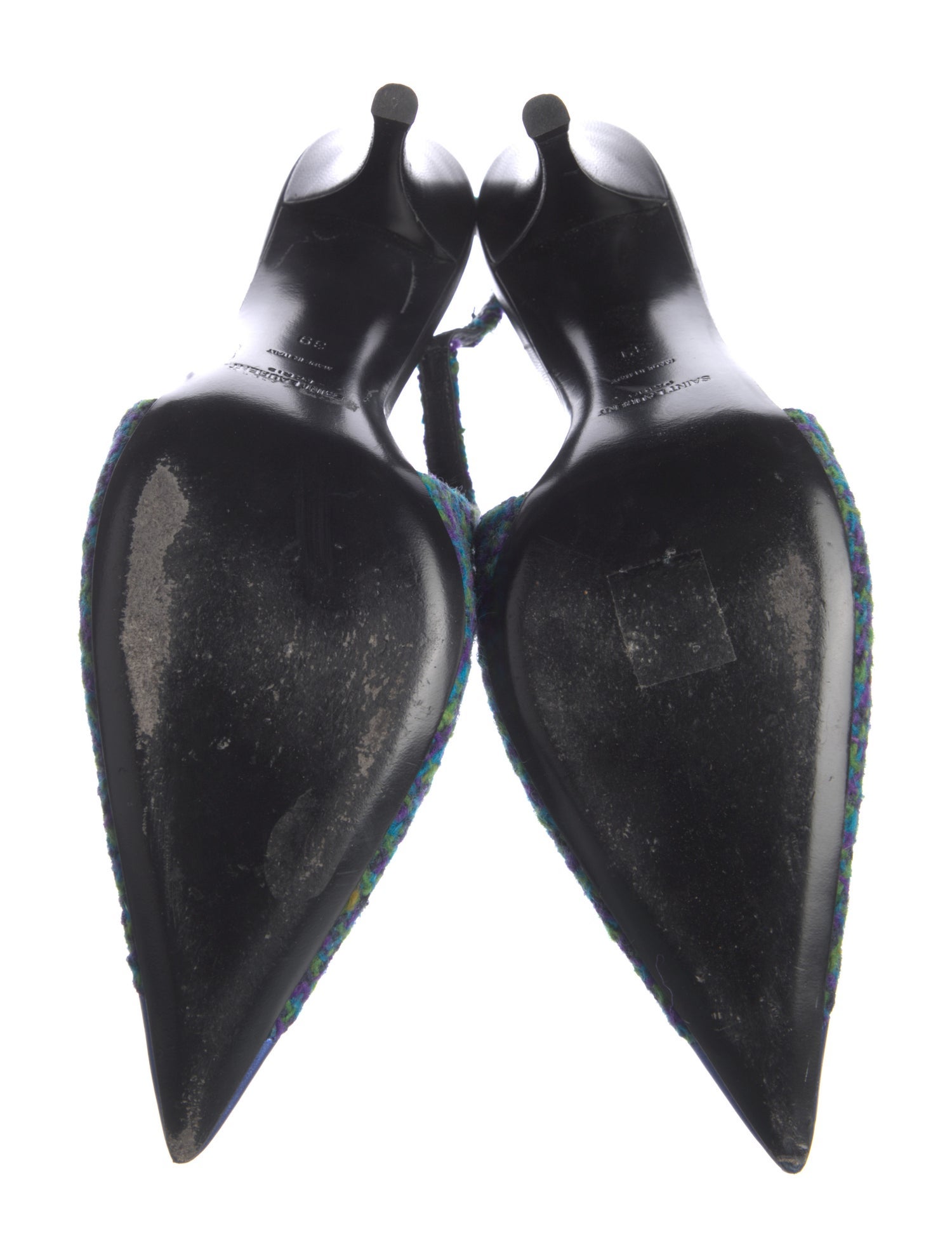 Saint Laurent Tweed Animal Print Slingback Pumps